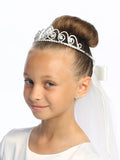 Grace 24" Veil on Rhinestone Tiara with Satin Bow