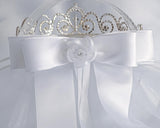 Grace 24" Veil on Rhinestone Tiara with Satin Bow