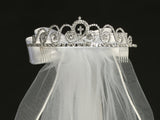 Amelia Kids Rhinestone Tiara with 18" Communion Veil