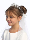 Amelia Kids Rhinestone Tiara with 18" Communion Veil