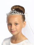 Ivy Kids 24" Veil on Rhinestone Tiara - Satin Bows Back