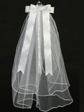 Ivy Kids 24" Veil on Rhinestone Tiara - Satin Bows Back