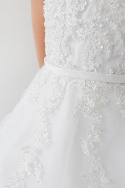 Satin Organza Communion Dress For Girls | Ivory 1st Communion Dress