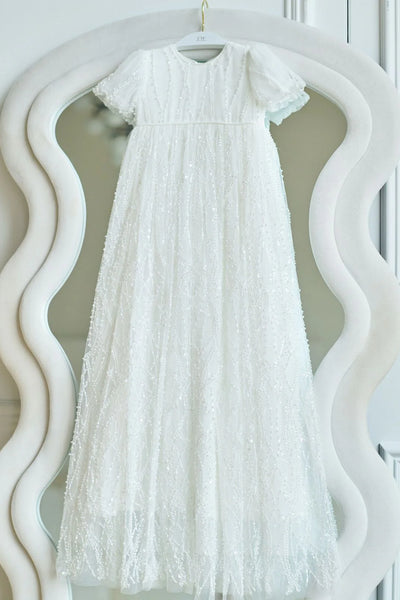 Evangeline Beaded Christening Gown – Cathedral Length Dress