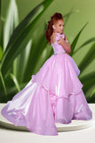 2Cute Briella Girls Pageant Dress in Pink, Aqua, Ivory