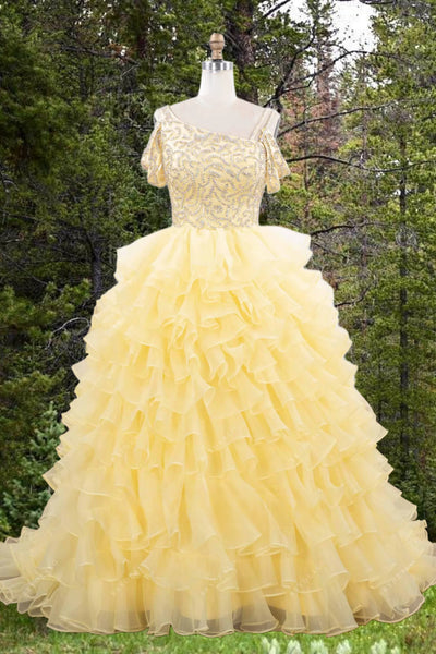 Adelina Yellow Pageant Dress – Brydealo Couture