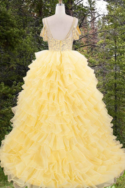 Adelina Yellow Pageant Dress – Brydealo Couture