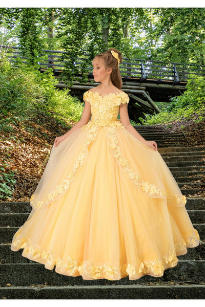Aurielle Couture Yellow Flower Girl Ball Gown
