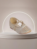 Girls Rose Gold Glitter Dress Shoes – Toddler Sizes 1–8