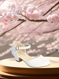 Girls Ivory or White Dress Shoe with Crystal Buckle