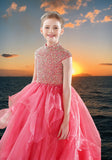 Hot Pink Beaded Ball Gown for Girls – Pageant & Special Occasion