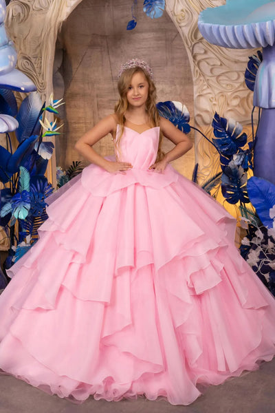 Marina Blossom Gown – Pink Ruffle Couture Pageant Dress