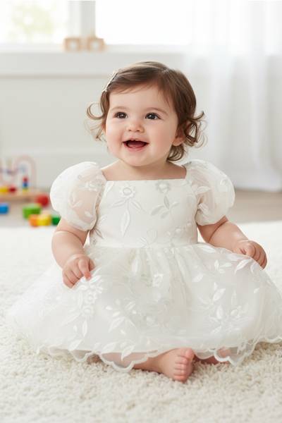 Baby White Flower Girl Dress – Emilia Blossom