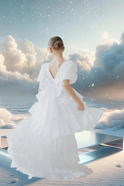 Celestielle Ruffle Couture Dress – Detachable Hi-Low Skirt | Girls’ Special Occasion Gown