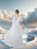 Celestielle Ruffle Couture Dress – Detachable Hi-Low Skirt | Girls’ Special Occasion Gown