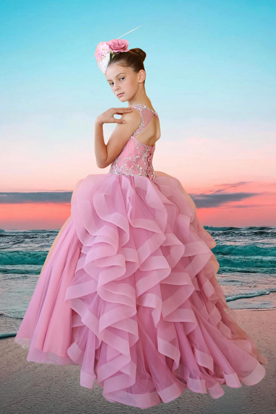 Isla Rose Ruffle Gown – Girls Pageant & Birthday Dress