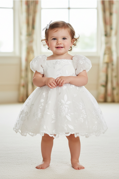Baby White Flower Girl Dress – Emilia Blossom