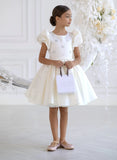Arabella Luxe Bow Dress - Ivory Puff Sleeve Special Occasion