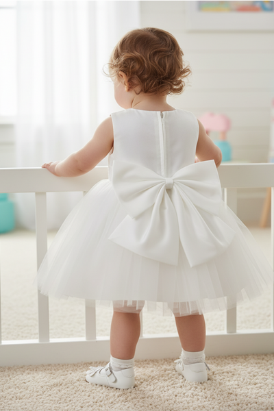 Baby White or Ivory Glitter Flower Girl Dress 6M-24M