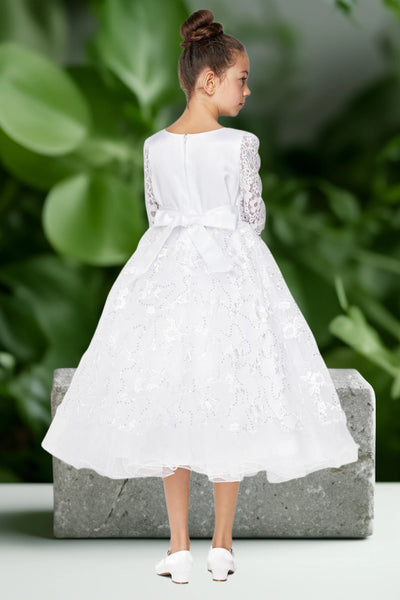 Arabella Lace Tea-Length Dress – Communion & Special Occasion