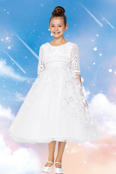 Arabella Lace Tea-Length Dress – Communion & Special Occasion