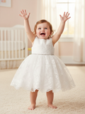 Baby Lace Party Dress with Bow – White or Ivory