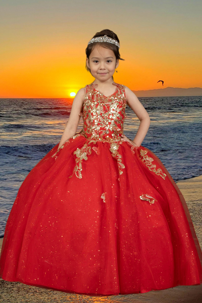 Alessia Red & Gold Girls Pageant Dress – Princess Collection