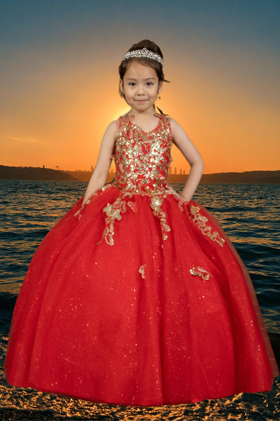 Leilani Red & Gold Girls Pageant Dress – Blush Kids