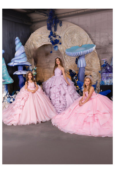 Rosabelle Couture Ruffle Gown - Elegant Pink Pageant & Special Event Dress