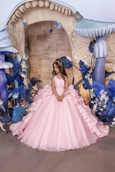 Rosabelle Couture Ruffle Gown - Elegant Pink Pageant & Special Event Dress