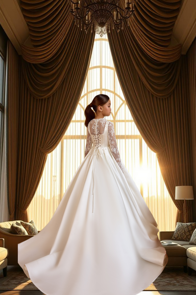 Pentelei Couture Satin & Lace Communion Dress