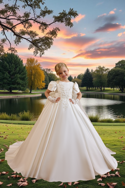 Elara White Communion Dress | Pentelei Couture
