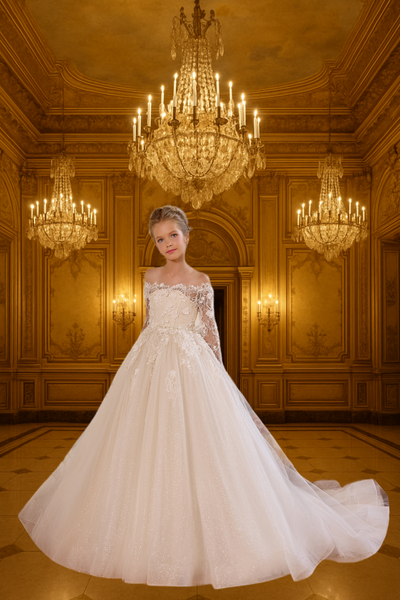 Luxury Off-Shoulder Communion Dress | Pentelei Couture