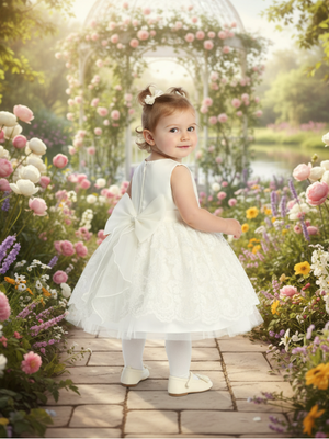 Elara Pearl Lace Christening Dress 6–24M