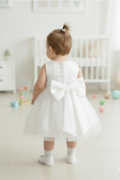 Baby Lace Party Dress – Everly Pearl White 6-24M