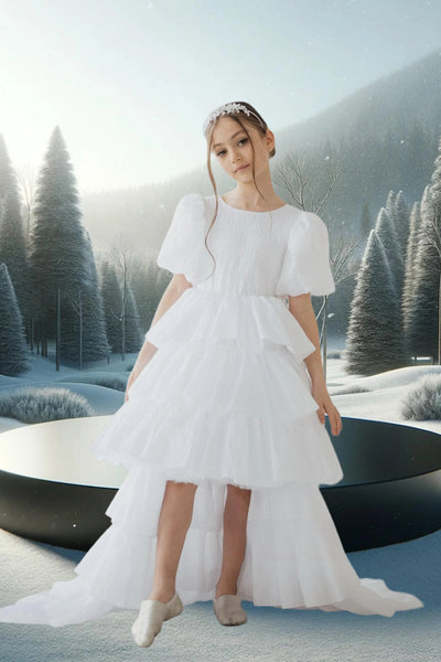 Celestielle Ruffle Couture Dress – Detachable Hi-Low Skirt | Girls’ Special Occasion Gown