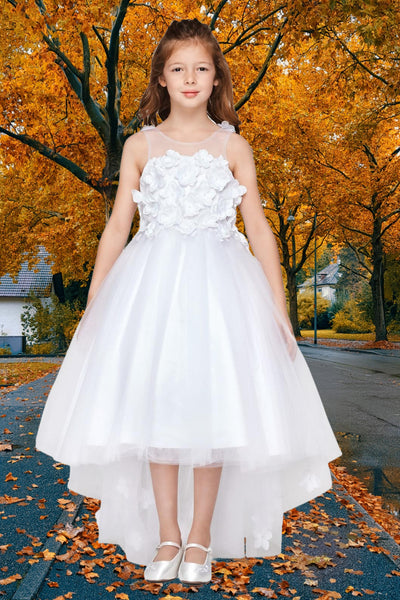 Harmony White Hi-Lo Flower Girl & Pageant Dress