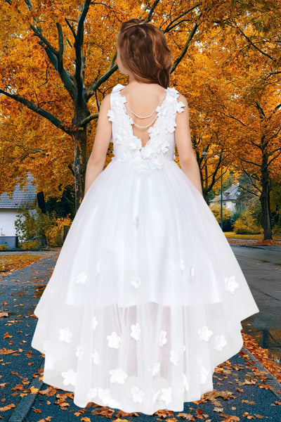 Harmony White Hi-Lo Flower Girl & Pageant Dress