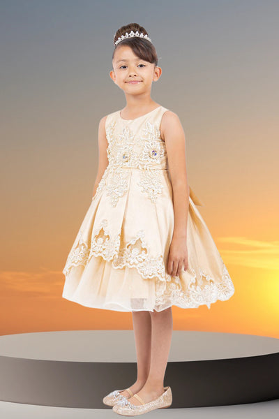 Alina Gold Satin Party Dress for Girls – Special Occasion