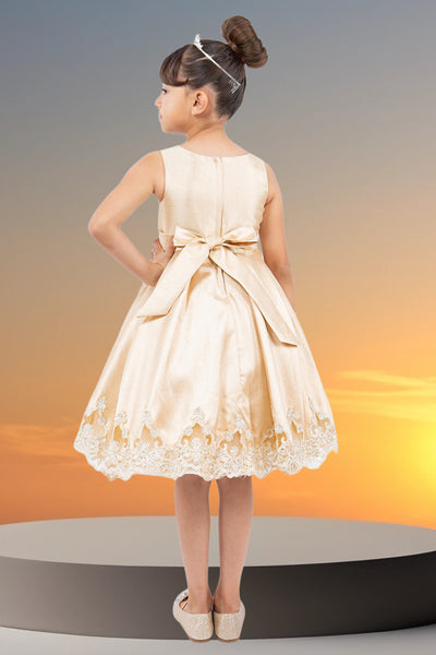 Alina Gold Satin Party Dress for Girls – Special Occasion