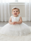 Baby Christening Lace Dress – Pearl Detail