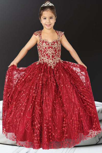 Stunning Misha Sequin Lace Embroidered Pageant Gown for Girls