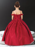 Camellia Ruby Bloom Gown – Burgundy Dress for Flower Girls & Parties