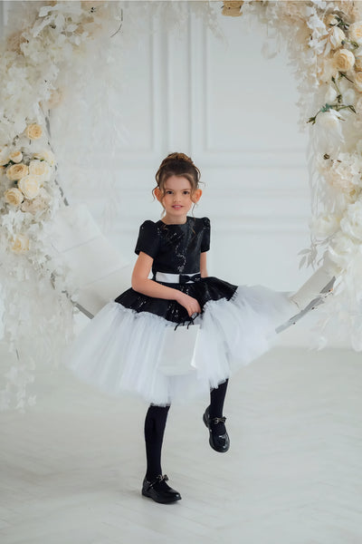 Tinsley Black Sequin & White Tulle Party Dress – Pageant & Birthday