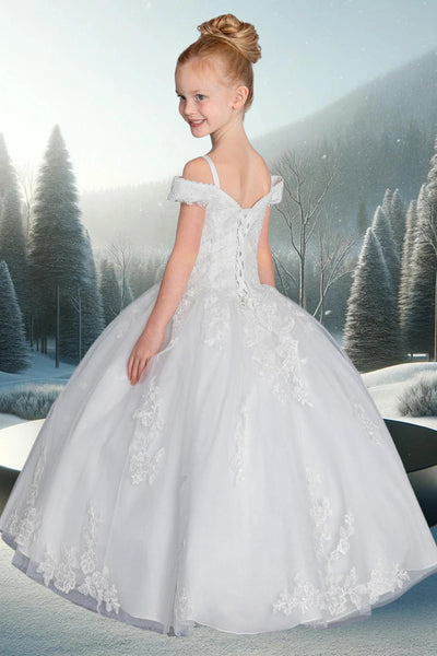 Anita Embroidered Off the Shoulder Pageant Dress - Girls Formal Wear