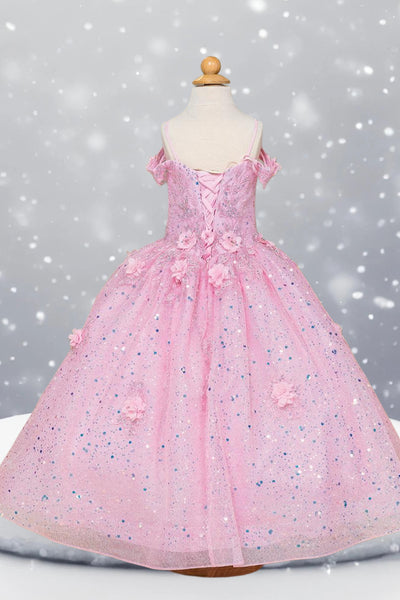 Rosalina Petal Sparkle Gown – Pink Dress for Pageants & Parties