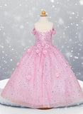 Rosalina Petal Sparkle Gown – Pink Dress for Pageants & Parties
