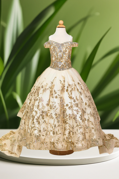 Champagne Girls Pageant Dress | Queen Collection | Dahliana Royale