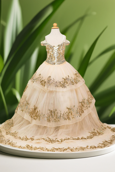 Champagne Girls Pageant Dress | Queen Collection | Dahliana Royale