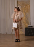 Sabrina Bloom Dress - Taupe Embroidered Girls Couture
